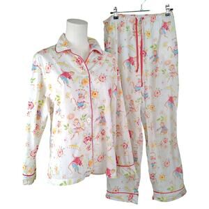 The Cat's Pajamas Floral Garden Monkey Set Top Pants Sz SM Pajamas Fun